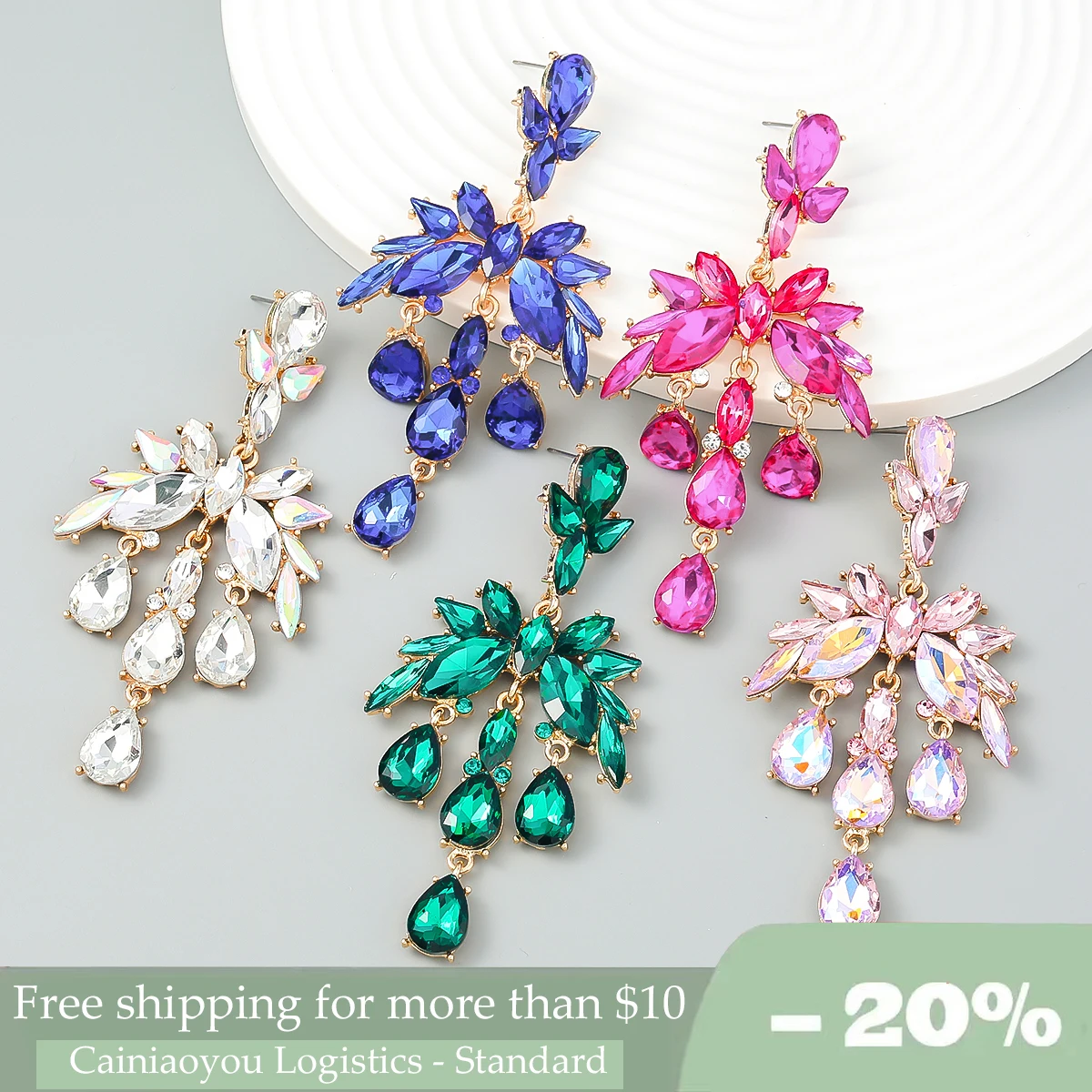 

Glass and Diamond Alloy Earrings, for Women, Wedding and Dinner Accessories, Fashion Jewelry, New Trend