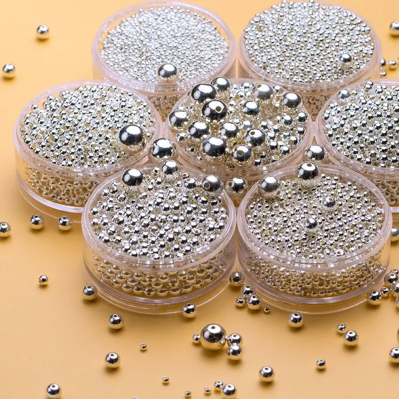 S925 Silver Beads Wholesale Light Beads Round Beads Positioning Beads DIY Bracelet Necklace Handmade Jewelry Accessories