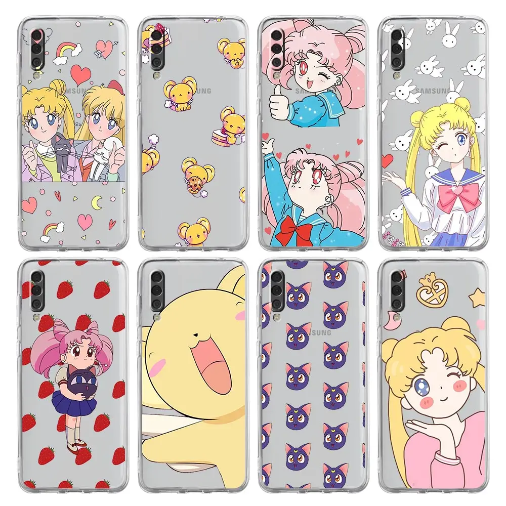 

Phone Case For Samsung Galaxy A12 A32 A50 A70 A20E A20S A10S A22 A30 A40 A52S A72 5G A02S Soft Clear Cover Cartoon Sailor Moon