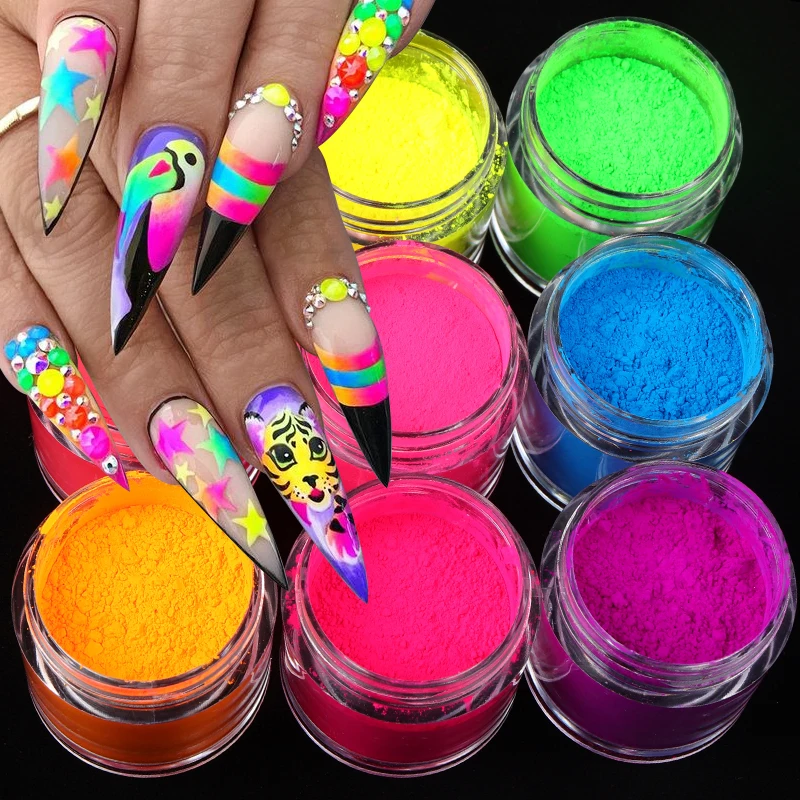 

10 ml Neon Nail Glitter Powder Fluorescent Pigment Powder Decortion Bright Color Nails accessories for Everything Manicure Dust