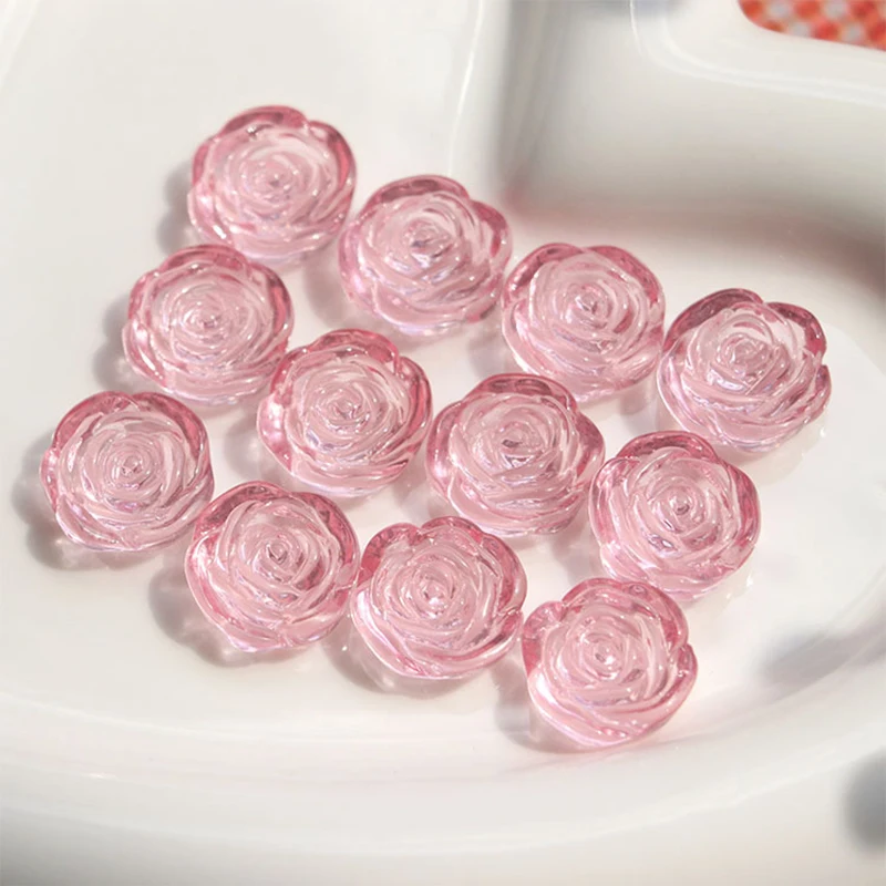

10Pcs 1.6CM Pink Resin Flower Decoration Crafts FlatBack Cabochon Decorative Scrapbook DIY Jewelry Accessories