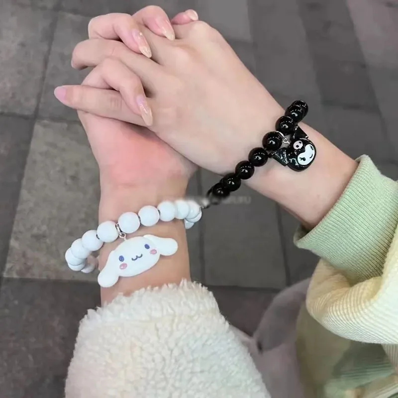 Kawaii Sanrio Hello Kittys Kuromi Mymelody Cute Bell Bracelet Bracelet Data Cable Girls Anime Figure Gift Kids Creative Toys