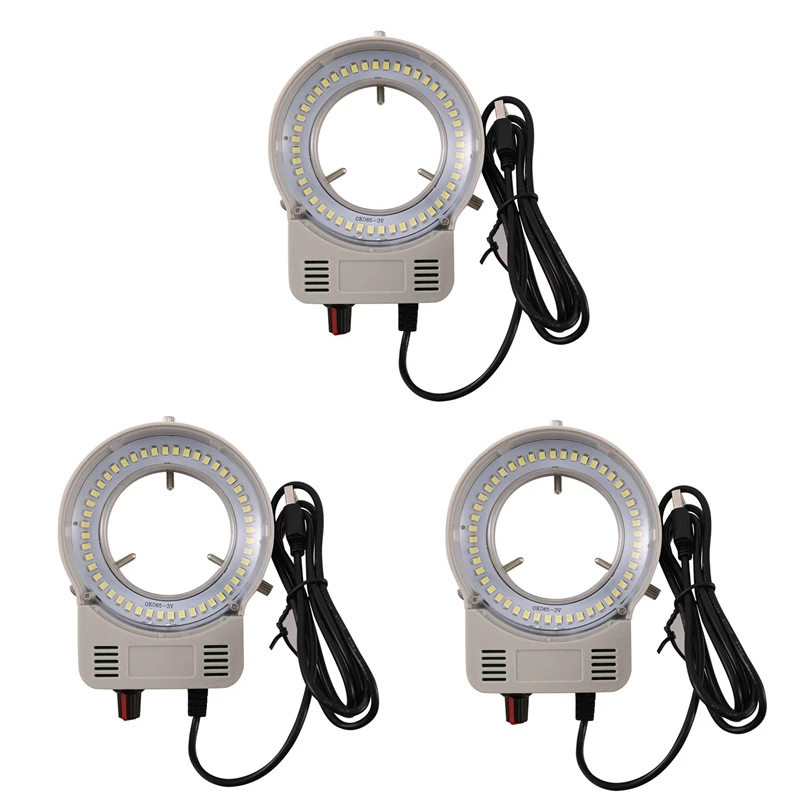 

3X 48 LED Industrial Microscope Camera Light Source Ring Lamp Light Illuminator Lamp Adjustable Brightness USB Interface CNIM Ho