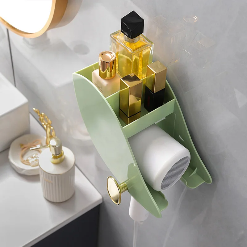 

Bathroom Storage Rack for Hair Dryer Free Punch Yer Bracket Wall-mounted Air Duct Grid Placement Shelf Fashion Organizer Hanger