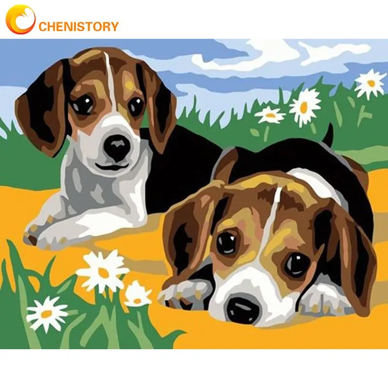 

CHENISTORY Paint By Number Cartoon Dog Handpainted Painting Gift Pictures By Numbers Animal Kits Drawing On Canvas Home Decor