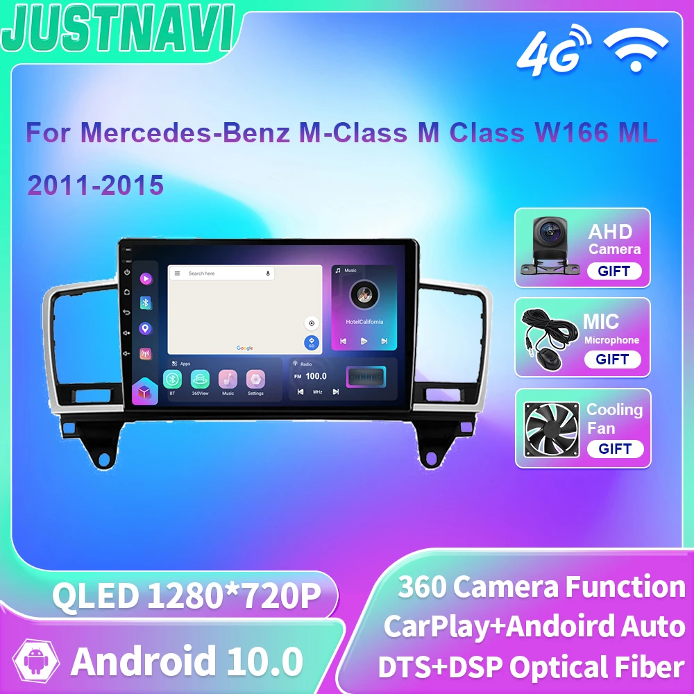 

JUSTNAVI QLED Android 10 Car Radio For Mercedes-Benz M-Class M Class W166 ML 2011-2015 Multimedia Video Player GPS Carplay Auto