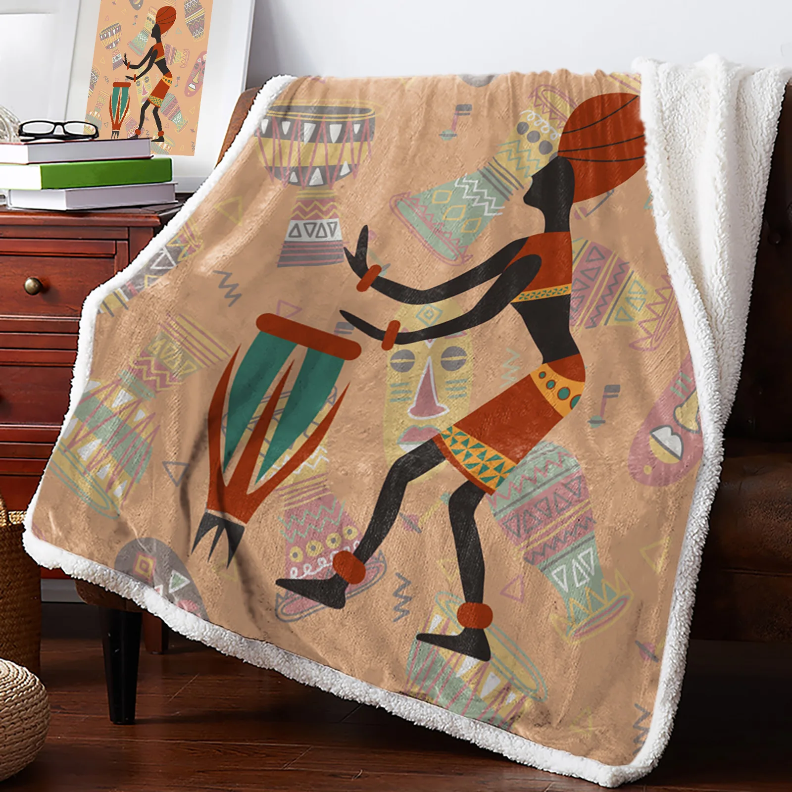 

Флисовое одеяло для кровати с принтом Африканской женщины, шерпа, плед, одеяло для взрослых, детей, для дивана, покрывало для кровати, мягкое ...