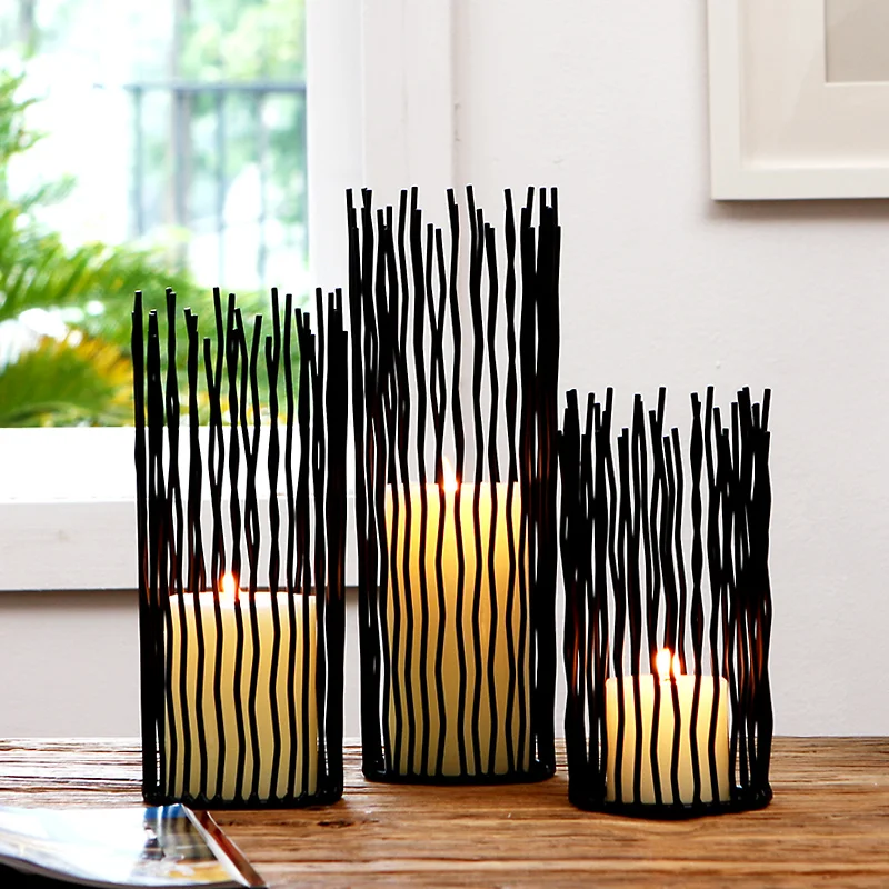 

Candlestick Decoration Simple Modern Creative Iron Dining Table Candle Holder Romantic Wedding Decorations Living