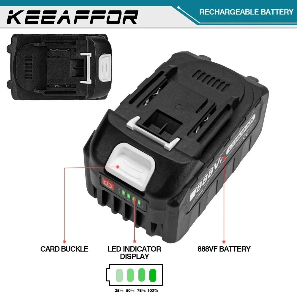 KEEAFFOR 888VF 22500 мАч литий-ионная аккумуляторная батарея 18 В ЕС США вилка