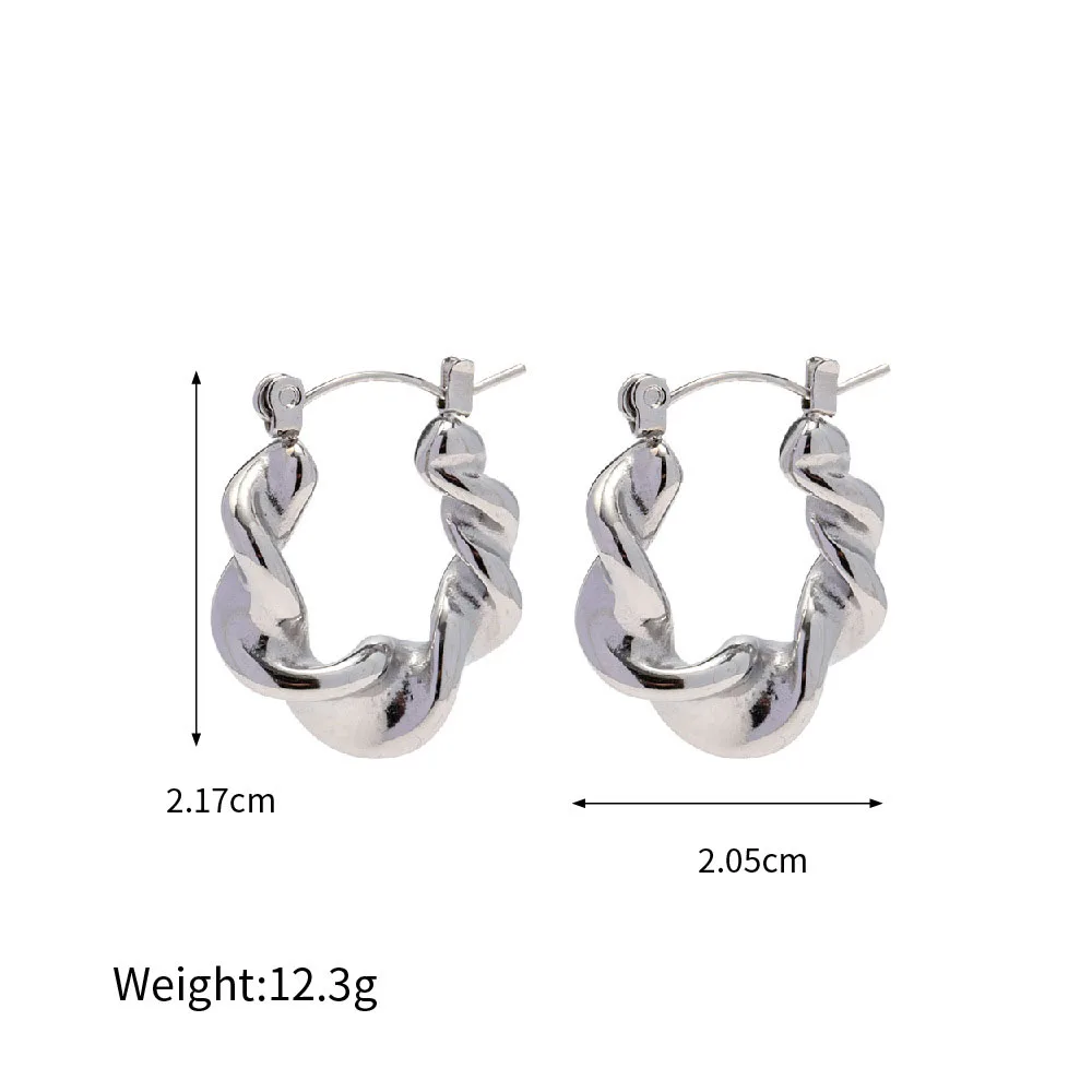 Stainless Steel PVD 18K Gold Plated Tarnish Waterproof Twist Hoop Earrings For Woman Jewelry Wholesale INS Trendy