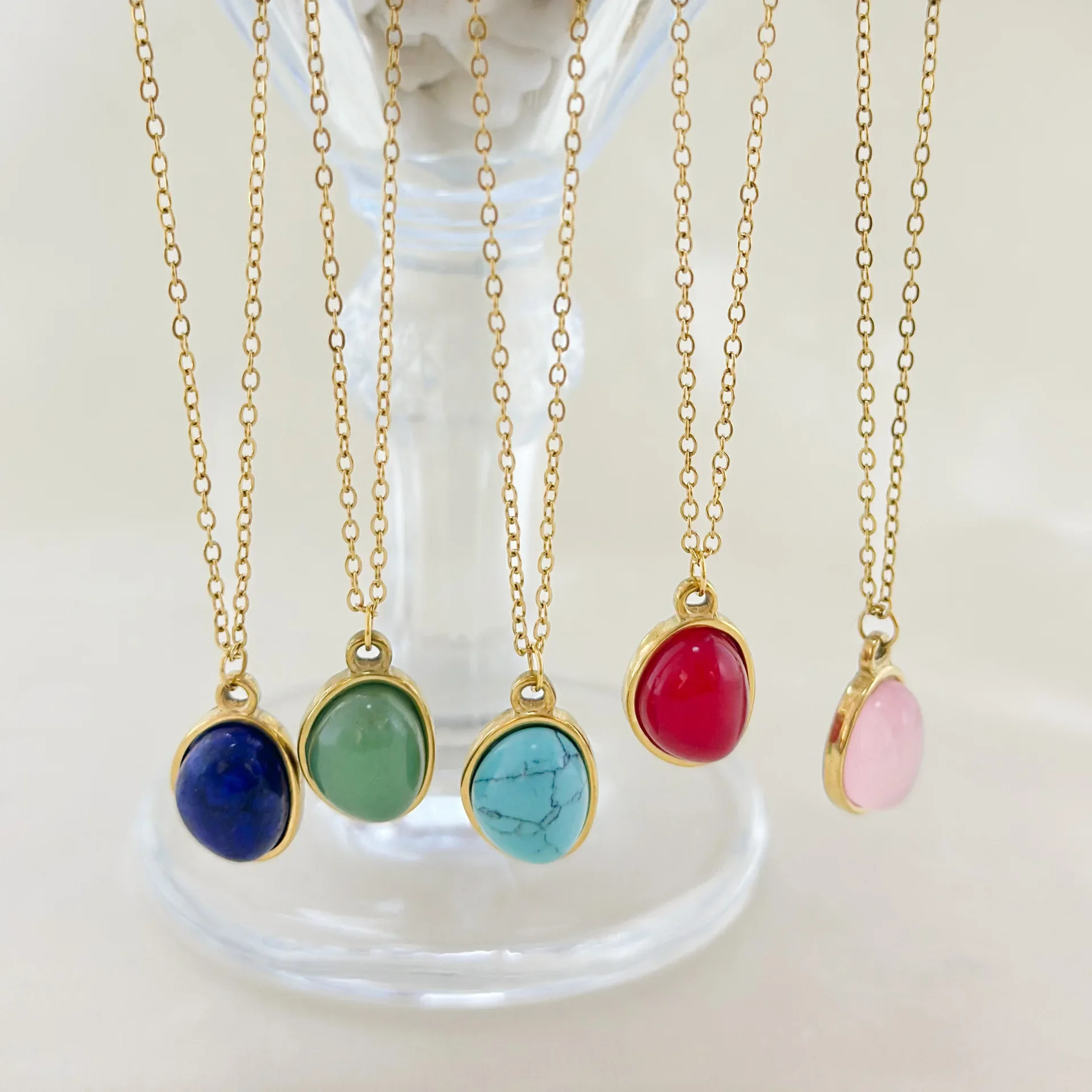 Винтажное ожерелье с подвеской сделай сам аксессуар из золота и камня титановая