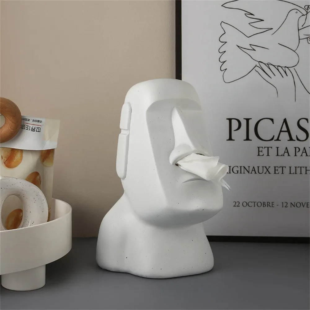 

Paper Towel Dispenser Handmade Bathroom Stone Figure Facial Home Bedroom Storage Organizer Paper Tray Resin Office Napkin Holder