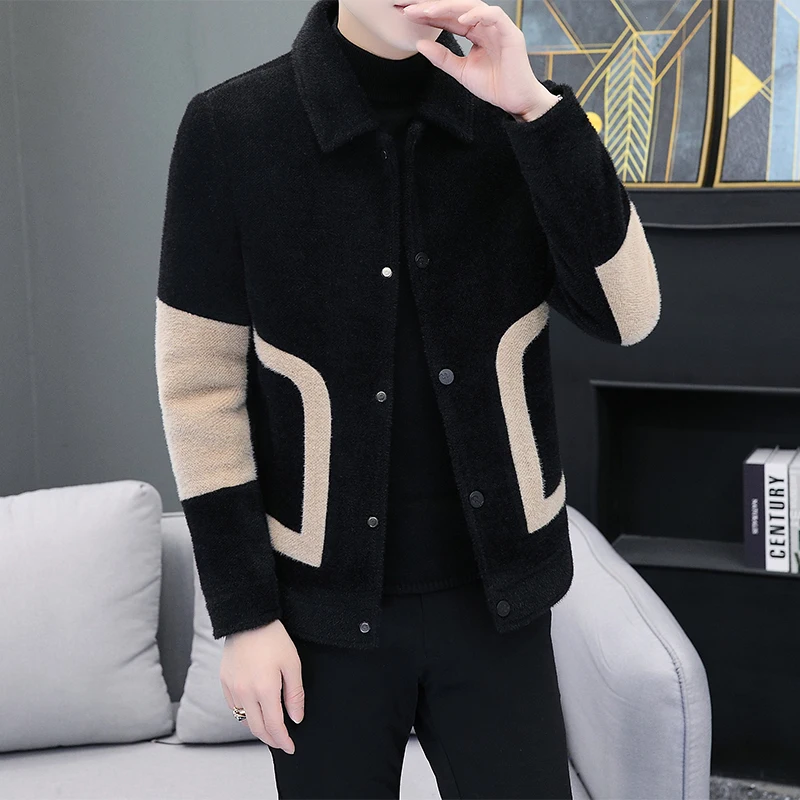 Осенне-зимняя толстая мужская куртка с лацканами в Корейском стиле модная