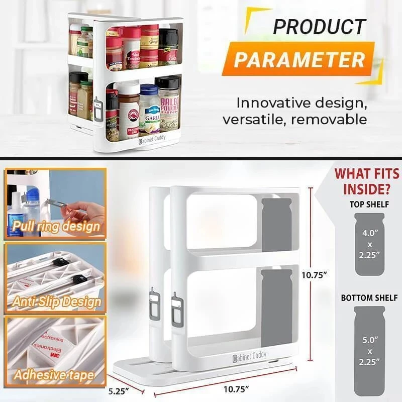 2 layer storage kitchen rotating organize spices jar bottle storage rack kitchen bottle storage organizer shelves slide cabinet free global shipping