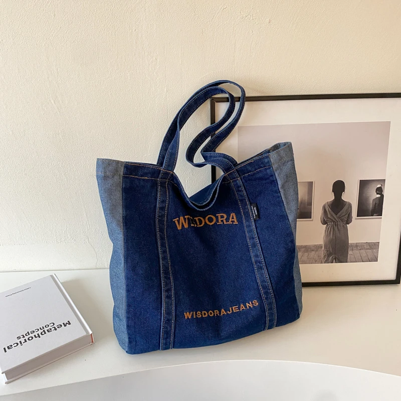 

Женская вместительная джинсовая сумка через плечо, популярная летняя модная трендовая атмосфера, универсальная женская сумка для путешествий и покупок, 2023