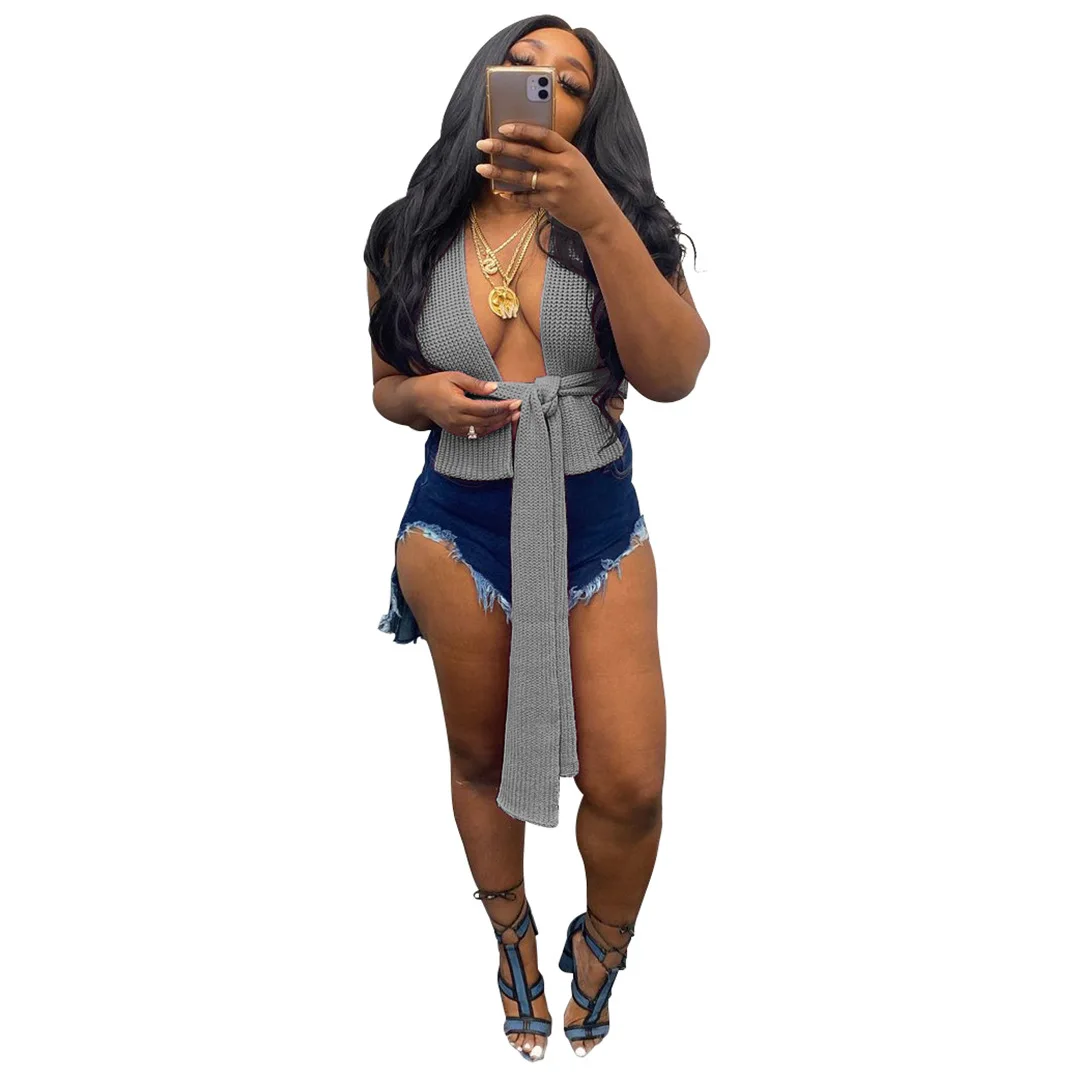 Кроп-топ женский трикотажный с завязкой на шее и открытой спиной |