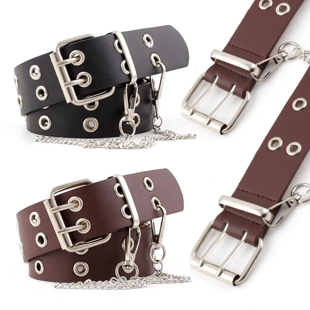 

Fashion Casual Luxury Design Vintage Pin Buckle Waistband Punk Waist Band Metal Chain Belts Leather Wide Belt