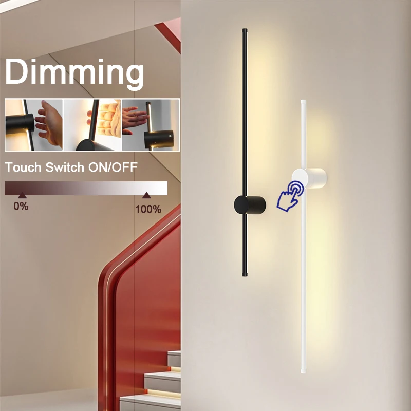 

Touch Dimmable LED Wall Lamps Wall Lighting Fixtures for Bedside Bedroom 360° Rotatable Indoor Lights Wall Sconce Black White