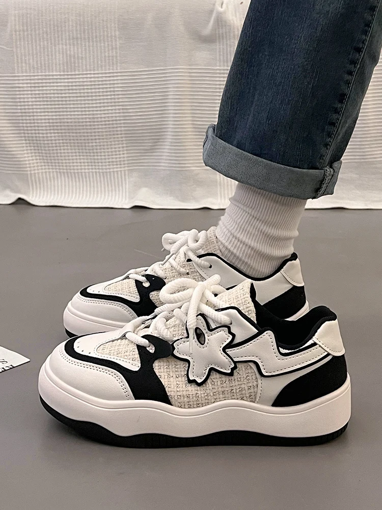 

Small White Shoes Casual Female Sneakers Wedge Basket 2023 Autumn Clogs Platform Round Toe All-Match Designer Brand Luxury Women