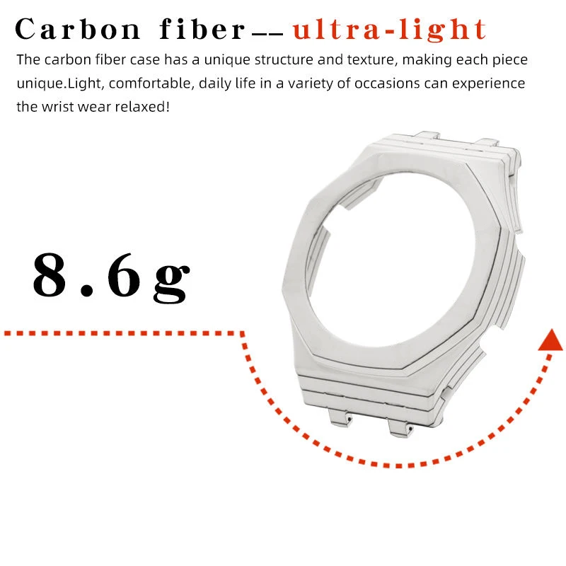 Carbon Fiber Case CasiOak Mod Kit GEN4 for GA2100/2110 Fluororubber Strap for Casio B2100 GM2110 Modification 3rd Diy Accessorie