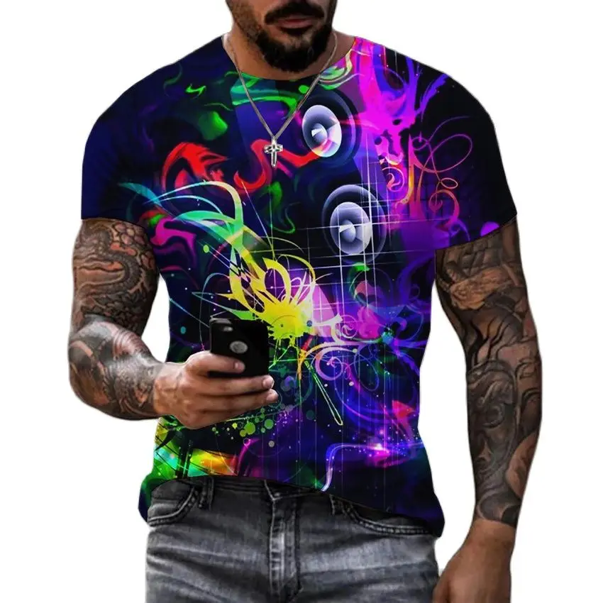 

Летняя модная дышащая красочная Спортивная футболка с 3D принтом для мужчин и женщин, с круглым вырезом, уличный стиль, летняя мода,