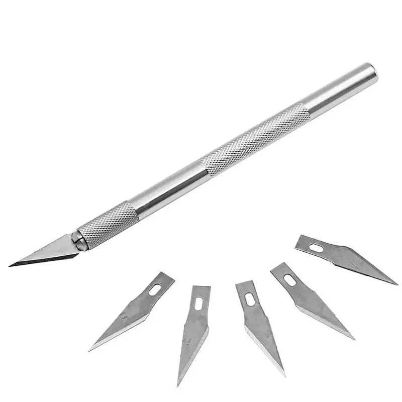 

1Set Non-Slip Metal Scalpel Knife Tools Kit Cutter Engraving Craft knives Blades Mobile Phone PCB DIY Repair Hand Tools