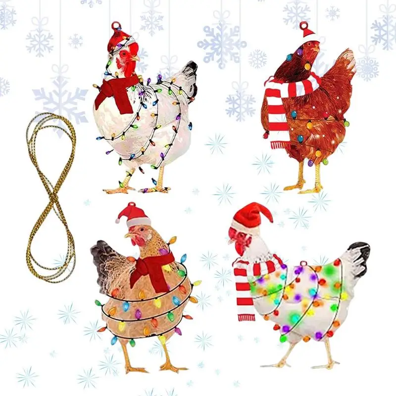 

Курица с шарфом праздничное украшение 4 шт. семейный шарф курица рождественские подвесные автомобильные аксессуары Персонализированная ку...