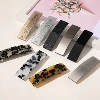 new design girl glitter barrette clips hair accessories fashion square acetate plate metal solid color hair clips