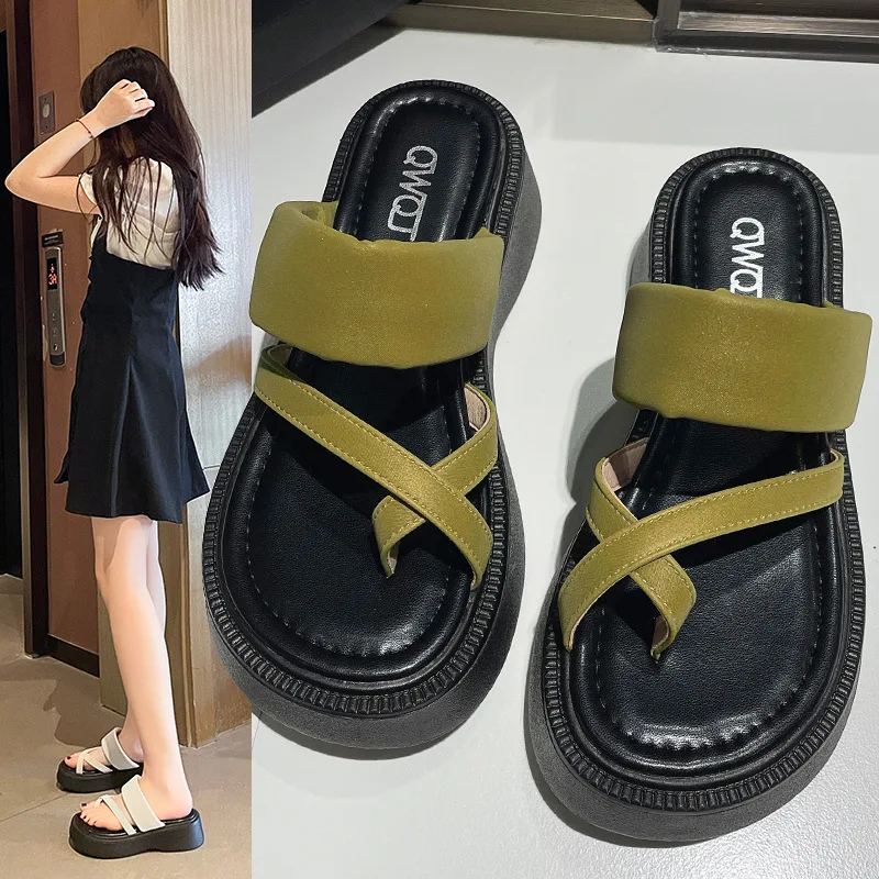 

Slippers Casual Low Beach Shoes Slipers Women Platform Beige Heeled Sandals Slides Luxury Soft Sabot 2023 Black Rome Basic Fabri