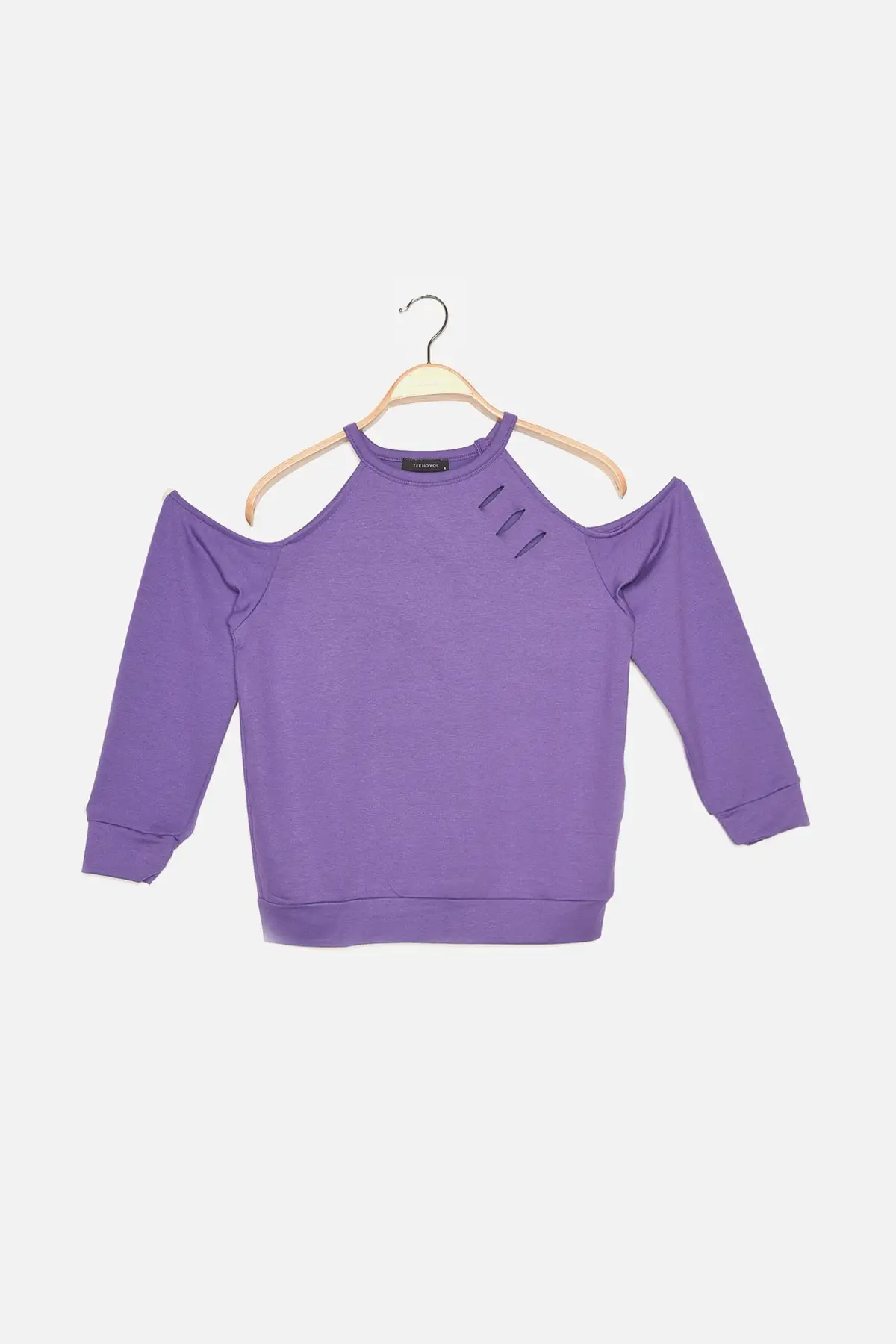 

Базовая Трикотажная облегающая толстовка с вырезами Trendyol TWOAW22SW0395