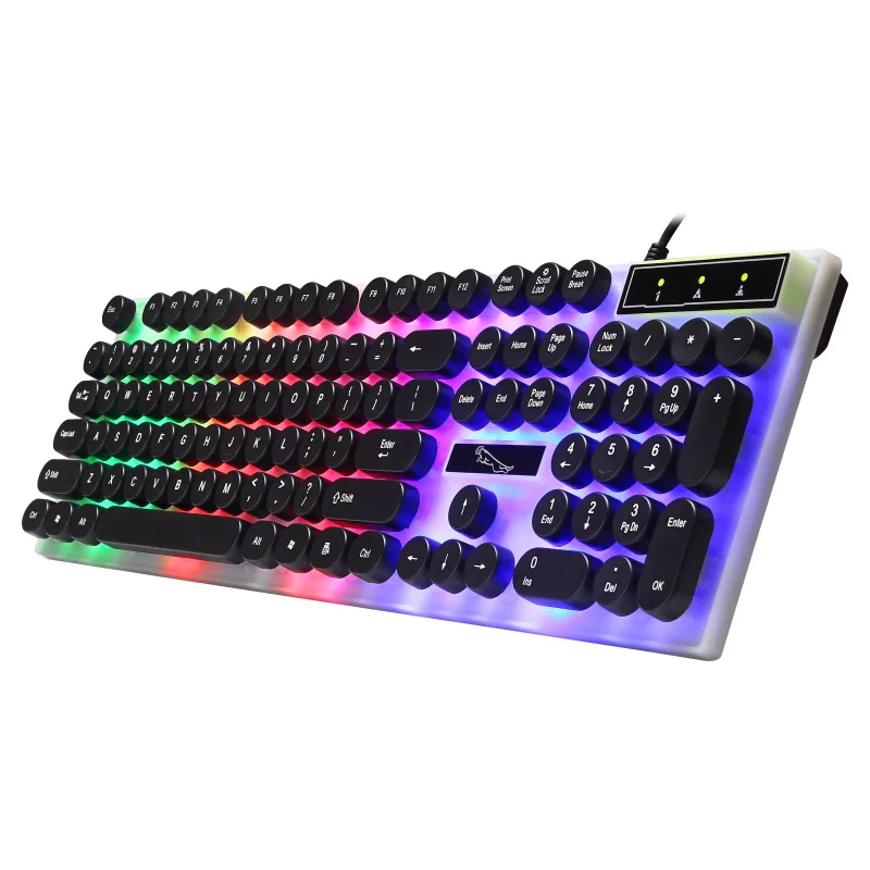 

G21 Punk Keyboard Retro Round Key Cap Mechanical Hand Feeling Backlit Round Key USB Game Keyboard