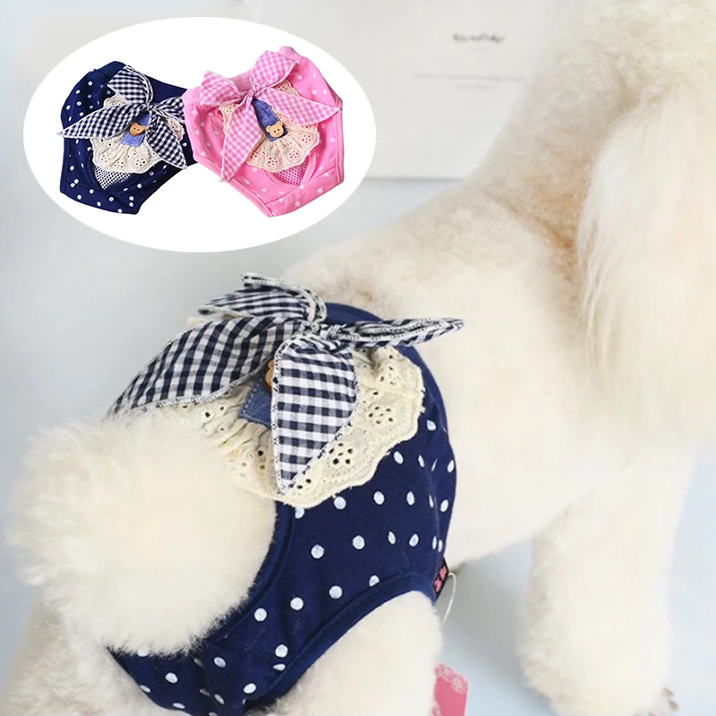 

Diapers For Dogs Washable Pet Dog Diaper Short Panties Physiological Pants Sanitary Panties Cute Bow Tie Shorts Free Shipping