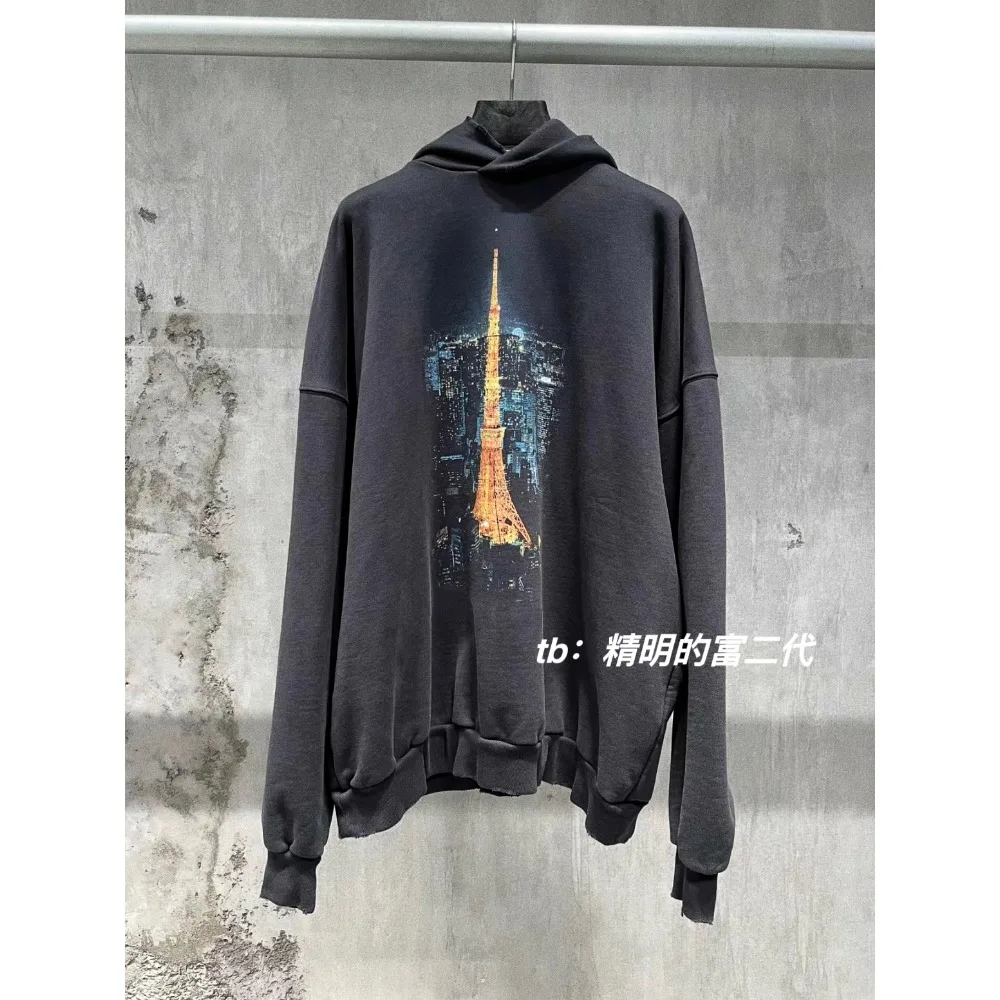 NIGO Мужская винтажная толстовка с капюшоном и принтом Tower City High Street в стиле хип-хоп