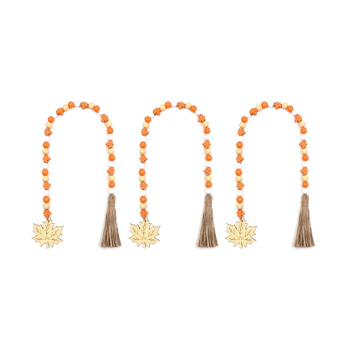 

Rope Tassels Beaded Maple Leaves, Wooden Beads and Twine DIY Home Decoration Pendant