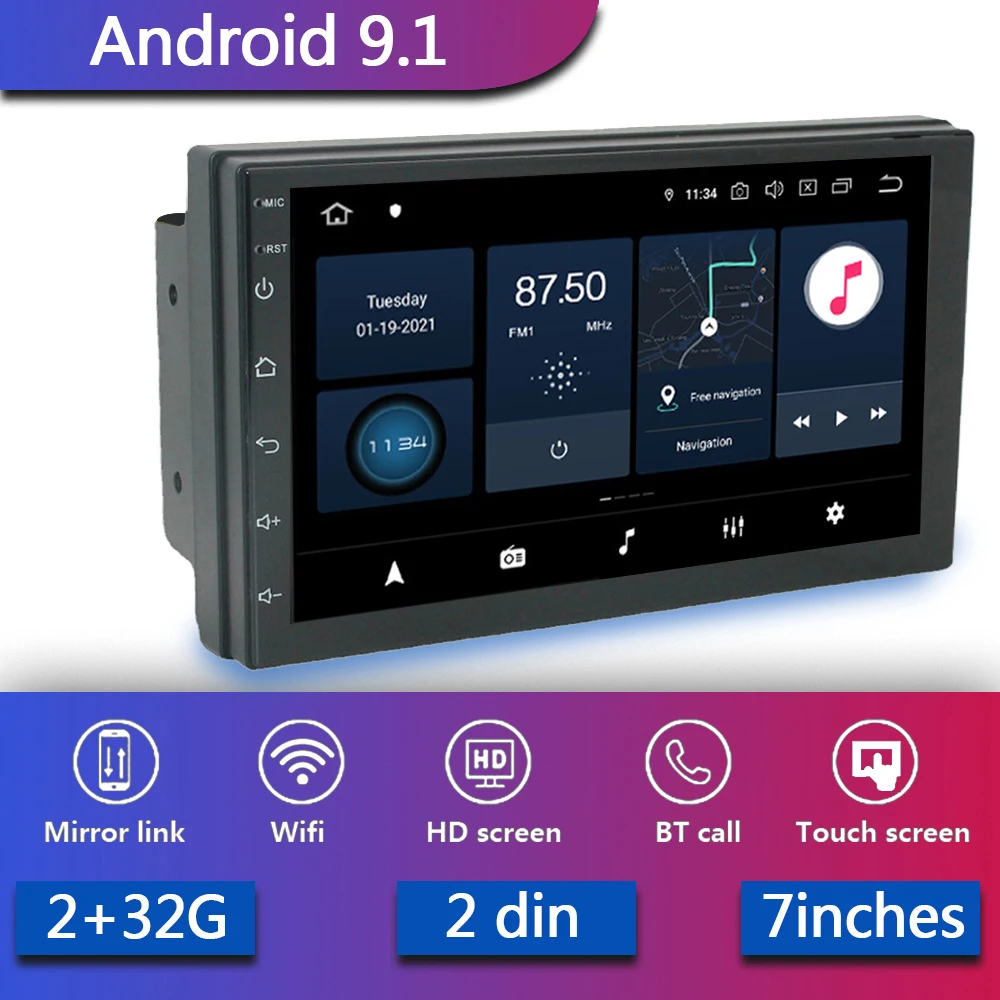 Автомагнитола 2 Din мультимедийный видеоплеер с GPS-навигацией Wi-Fi Bluetooth Android 10 0