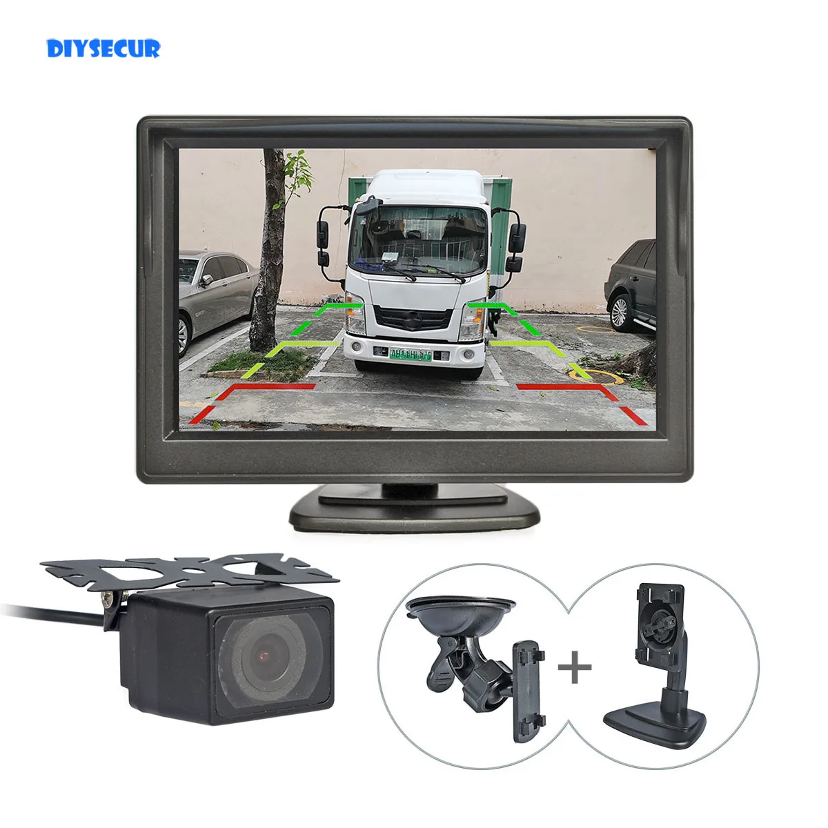 

DIYSECUR 5inch TFT LCD Display Rear View Car Monitor IR Night Vision Backup HD Car Camera 6 Meters Video Cable