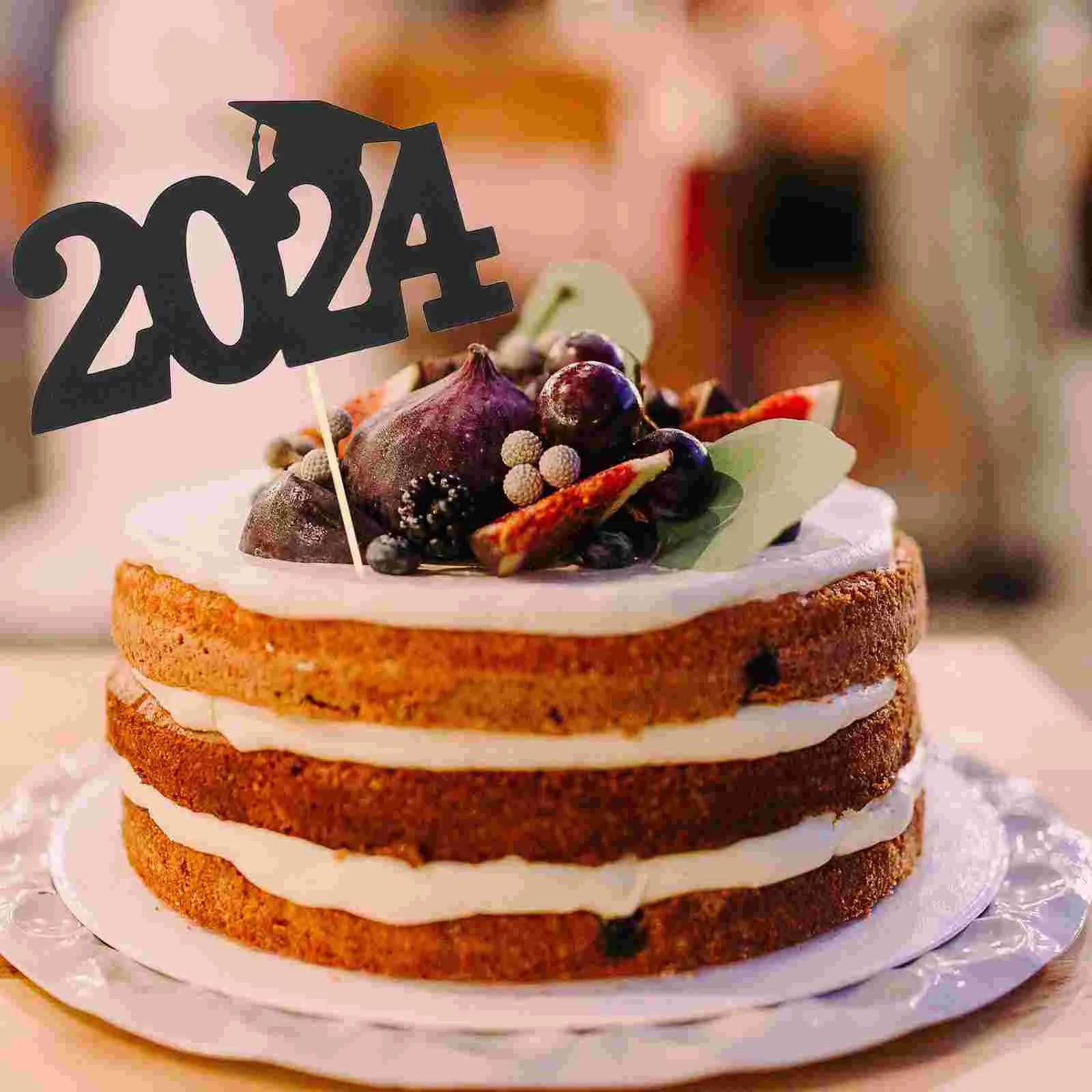 

6 Pcs Graduation Season Cake Insert Creative Dessert Toppers 2024 Decoration Hat Ornaments Decors Congrats Pick