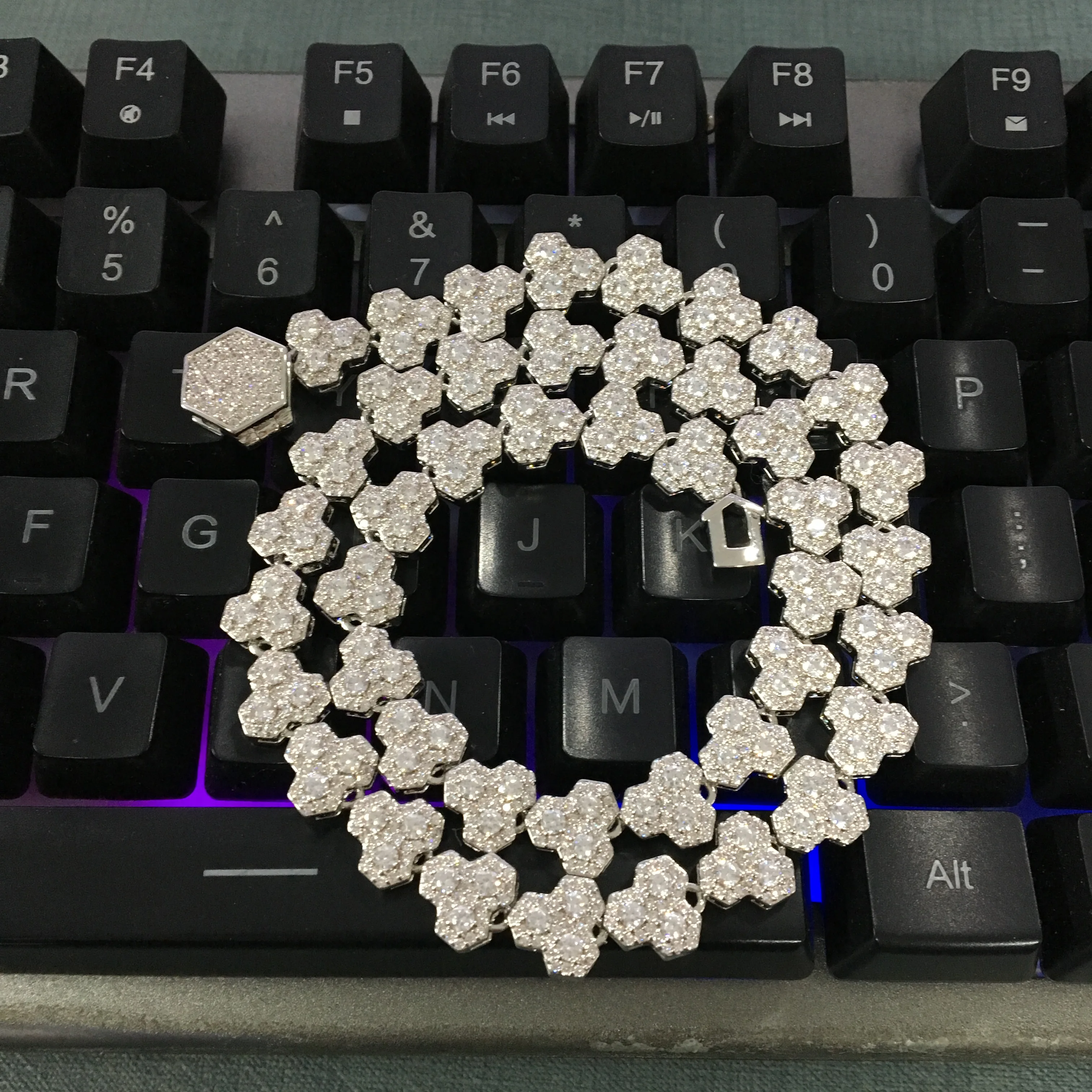 Ожерелье UWIN с сотовой цепью 10 мм роскошное украшение инкрустацией фианитами