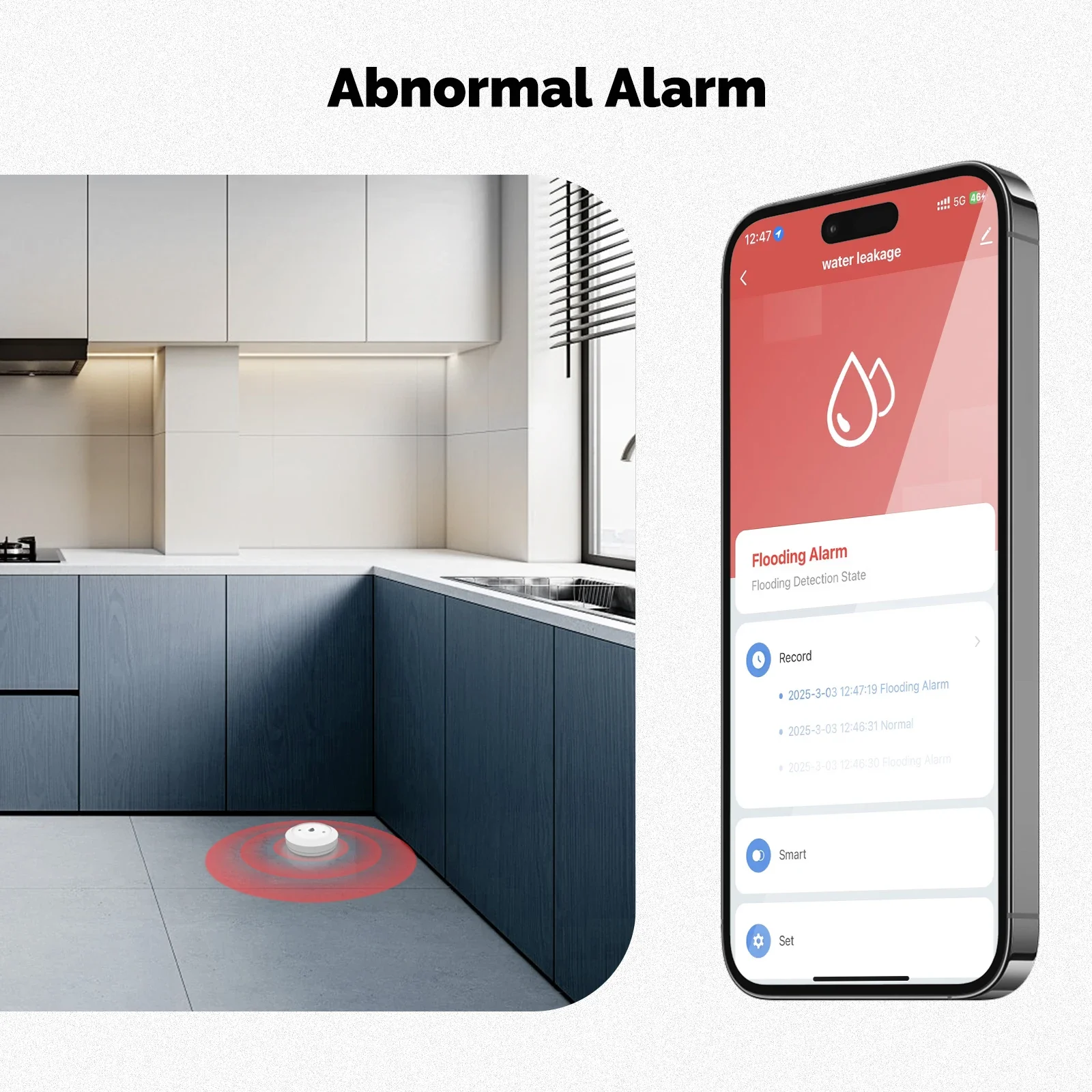 Фото MOES Tuya ZigBee умный датчик воды детектор утечек датчик погружения сигнализация утечки воды приложение Smart Life удаленный мониторинг №2