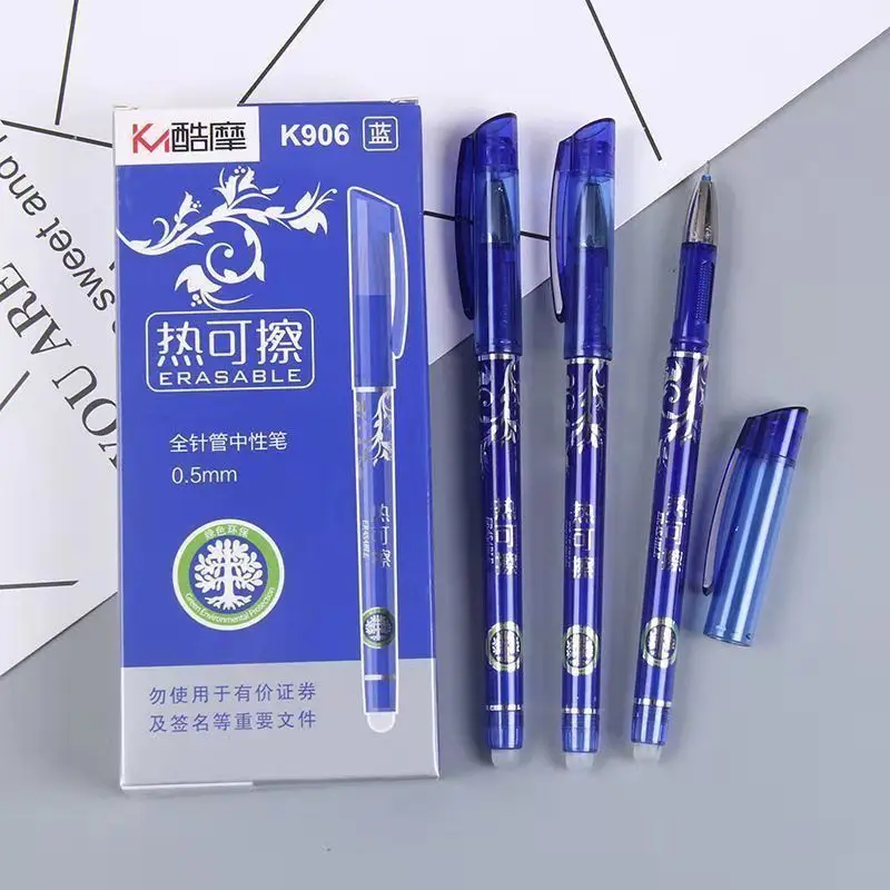 

12PCS 0.5mm Writing Nib Rod Erasable Ballpoint Pen Erase Blue Black Ink Refill School Student Stationery Office Supplies
