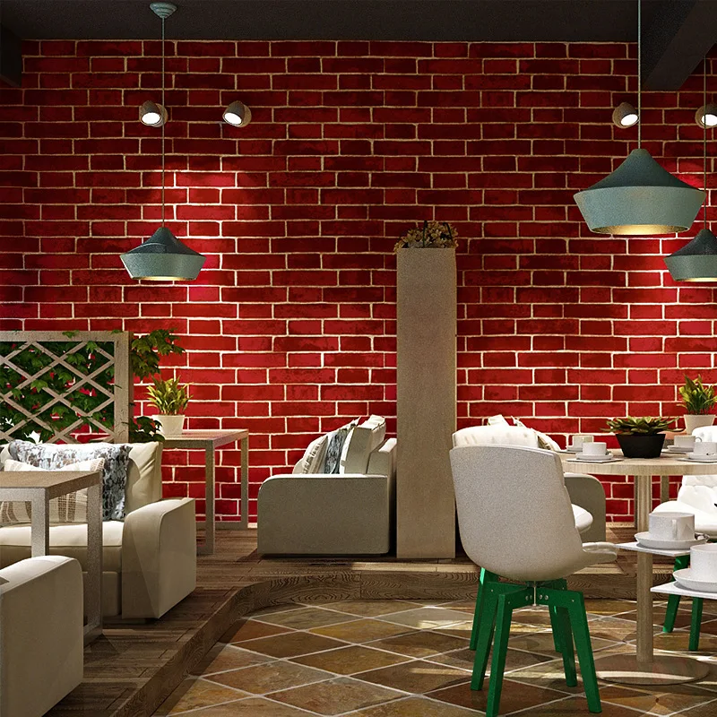 

Vintage Huai Old 3D Simulation Brick Pattern Red Brick Brick Wallpaper Cafe Bar Restaurant Red Brick Wallpaper