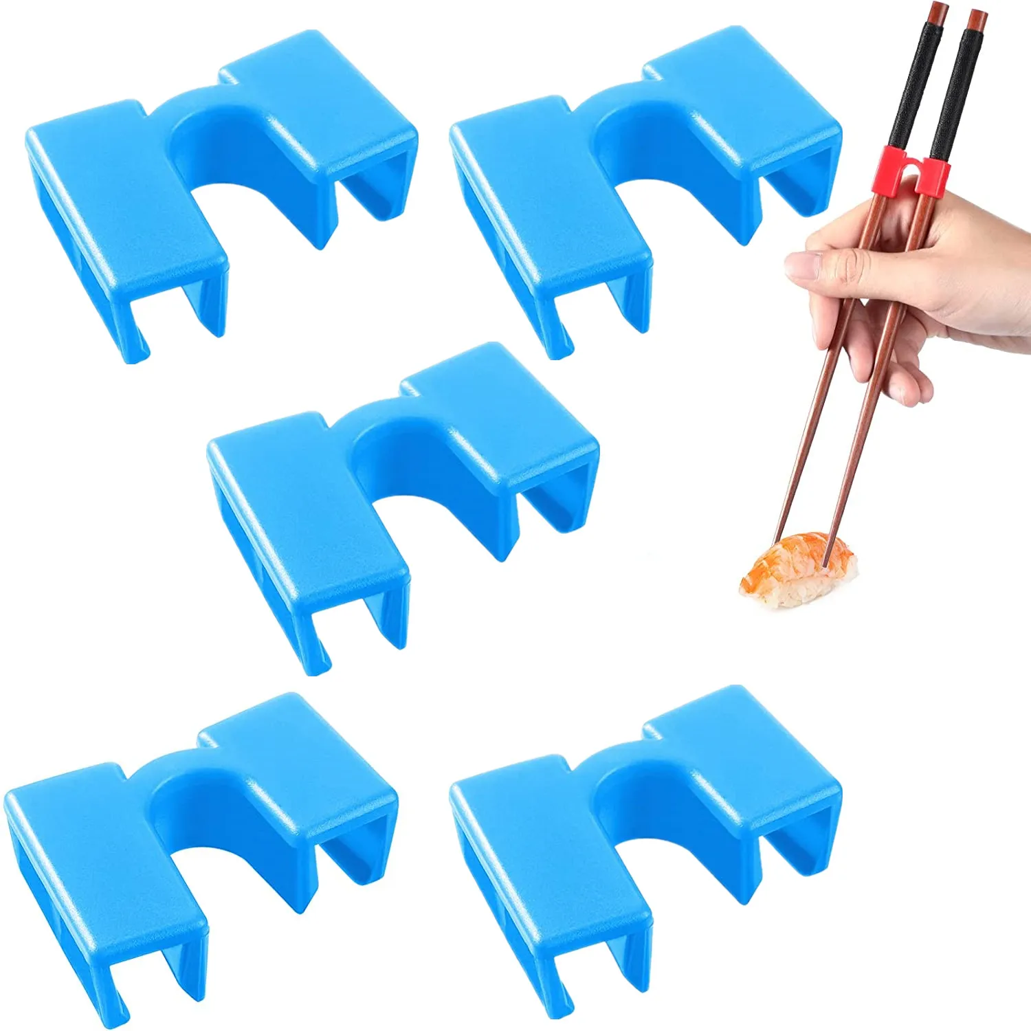 

5PCS Reusable Blue Chopstick Helpers Training Chinese Chopsticks Trainer Holder for Adouts Beginner Trainers or Learner