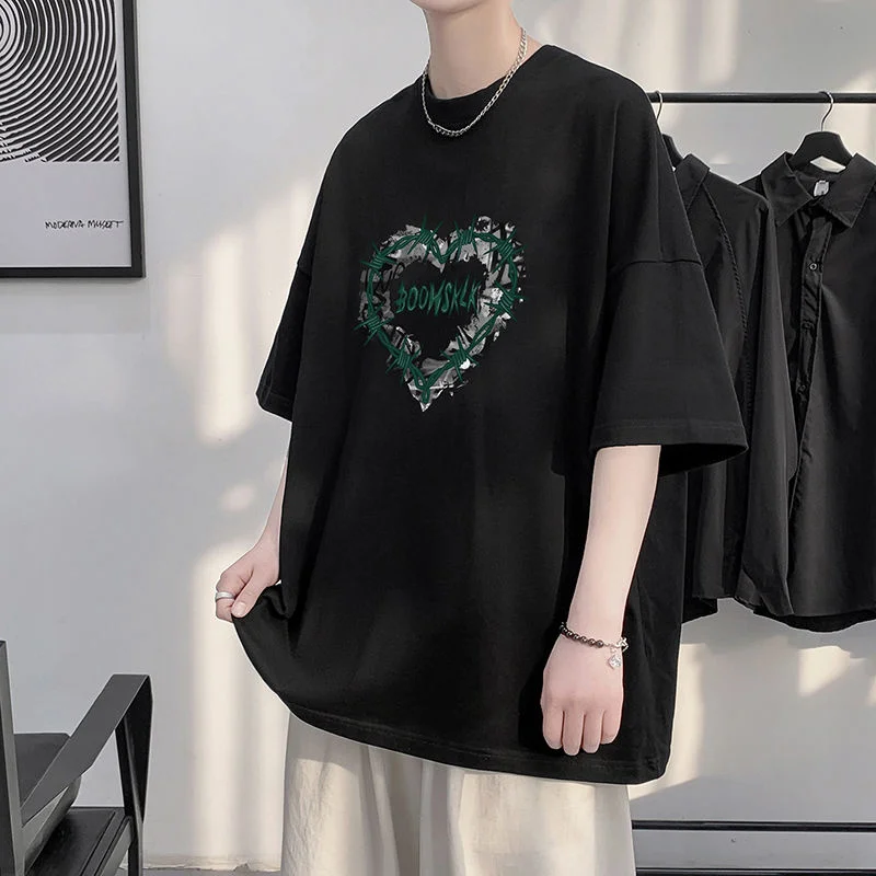 

Privathinker Heart Graphic Men Short Sleeve T-shirt Summer Fashion Brand Oversized Round Neck Tops Casual Unisex Male Tee Shirt