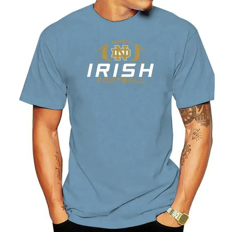 

Camiseta de fútbol irlandés con Logo para hombre, camisa negra de manga corta, estilo veraniego, Notre Dame