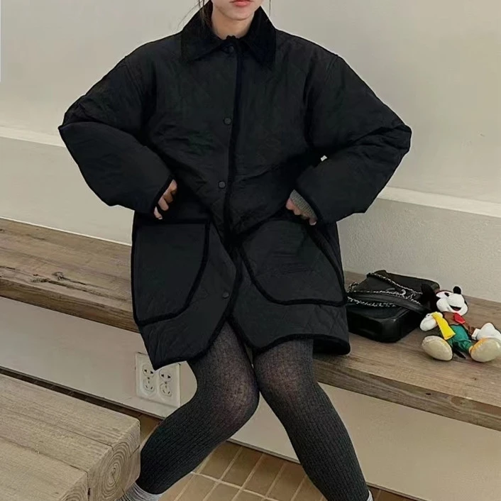 Toteme Cotton-padded jacket Na Za Same Sle as Stars Pocket Logo Embroidered Corduroy Trim Barn Cotton-Padded Coat Outerwear