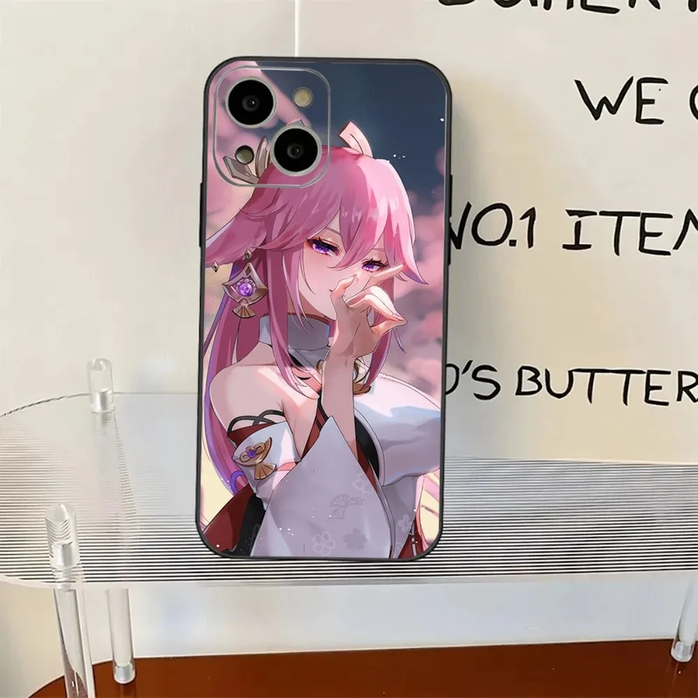 Чехол для телефона Genshin Impact Yae Miko iPhone 11 12 13 14 15 XS XR X Mini Pro Max Plus