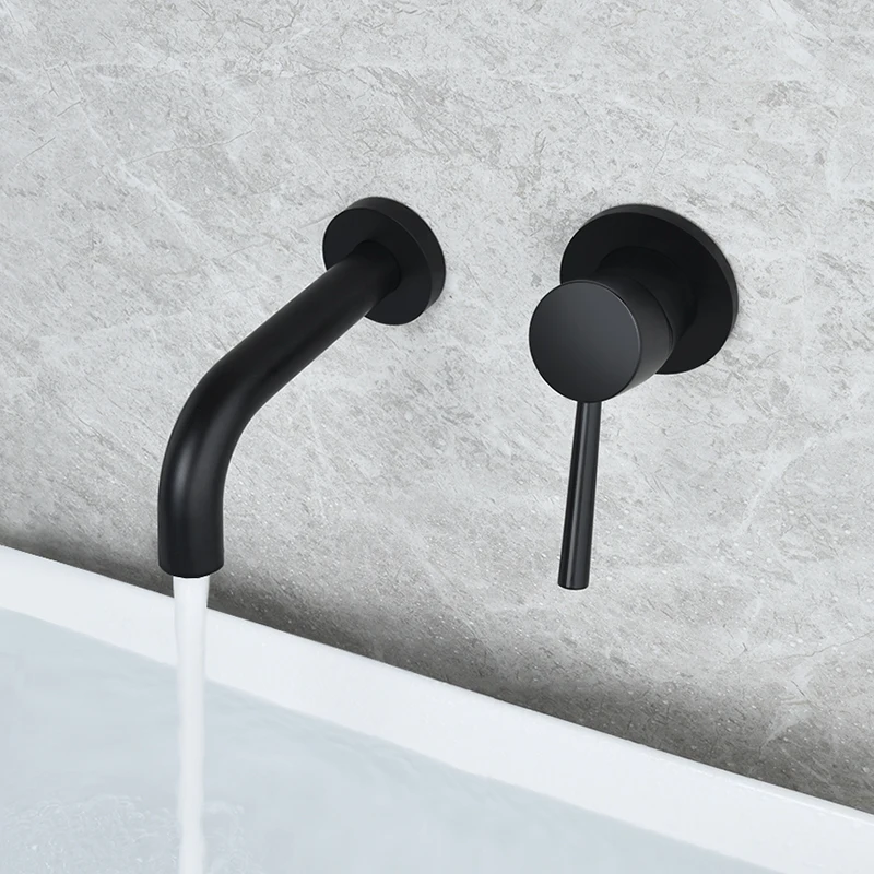 Скрытый смеситель для домашнего туалета полностью медный черный раковины