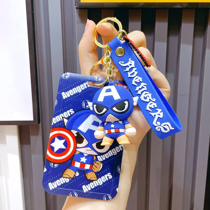 

Disney Marvel Keychain Superhero Iron Man Spider-Man Hulk Thor Captain America Keyring ID Card Badge Holder Bag Car Pendant
