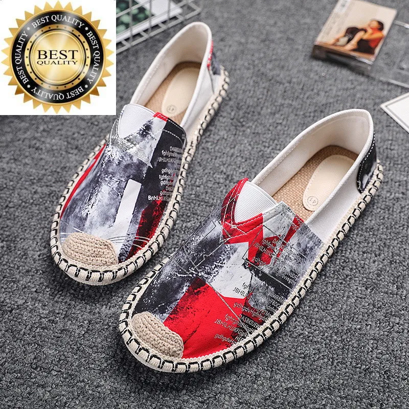 

Summer Print Casual Men's 2024 Shoes Fashion Canvas Slip On Loafers Soft Breathable Fisherman Flats zapatos hombre