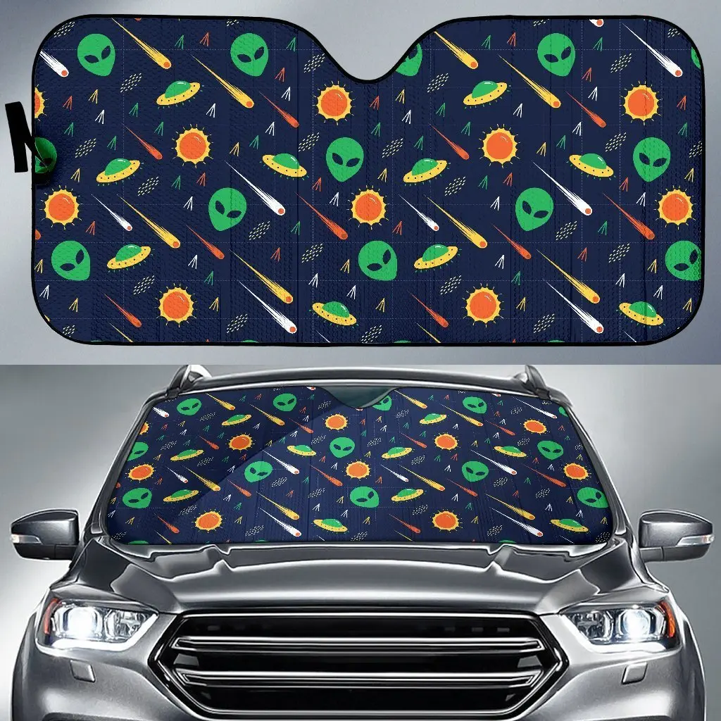 

Galaxy Comet Alien Ufo Pattern Print Auto Sun Shade Car Windshield Window Cover Sunshade